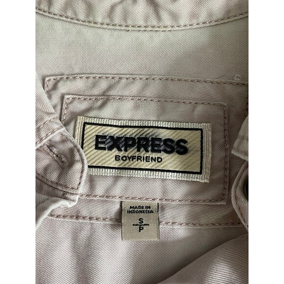 Express Boyfriend Button Down Shirt Blush Pink Long Sleeve Size Small - Picture 3 of 8